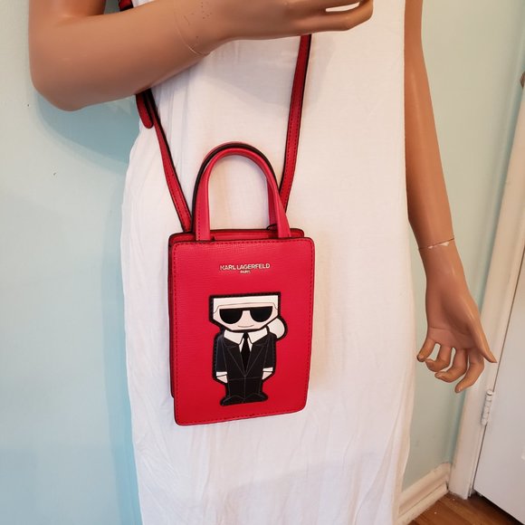 NWT KARL LAGERFELD Cute Red MAYBELLE bag. - Picture 9 of 17